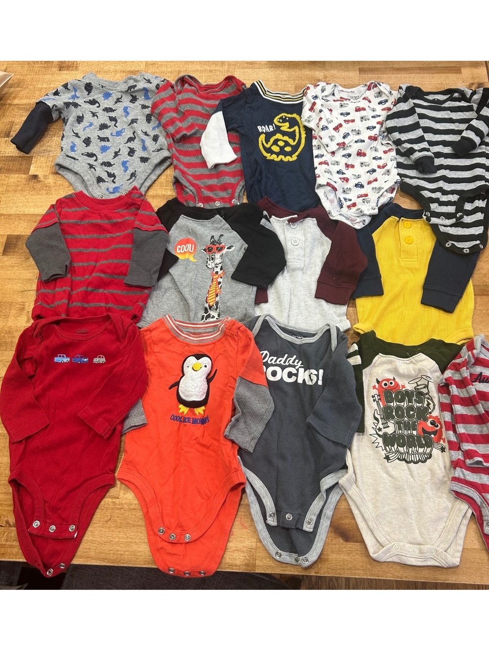 Lot of 14 Baby Boys Long Sleeve Bodysuits bodysuits 0-3 Months